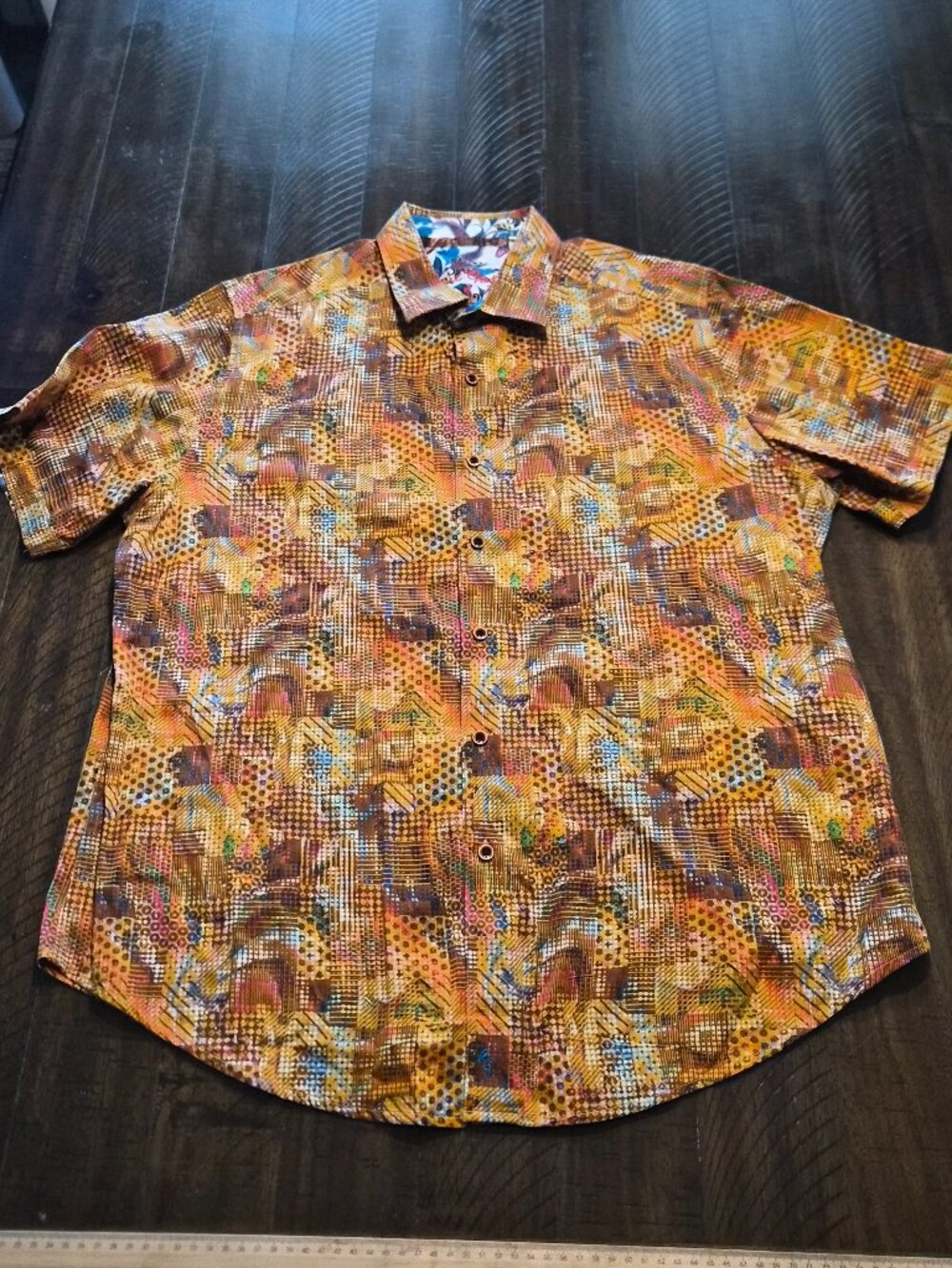 Robert Graham Shirt Geometric Pattern Classic Fit Button Up Mens XL H002
